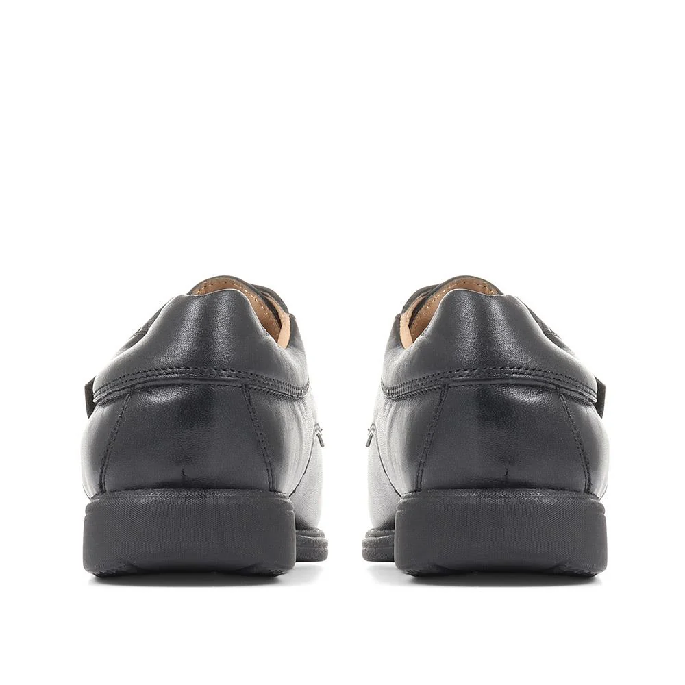 Wide Fit Touch-Fasten Leather Shoes - NAP35023 / 322 484 - Black - Image 3