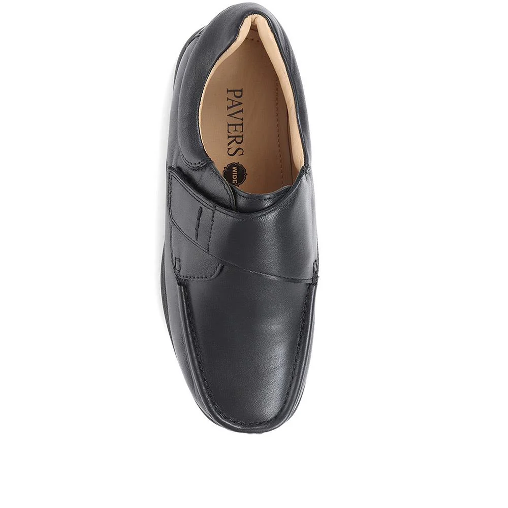 Wide Fit Touch-Fasten Leather Shoes - NAP35023 / 322 484 - Black - Image 5