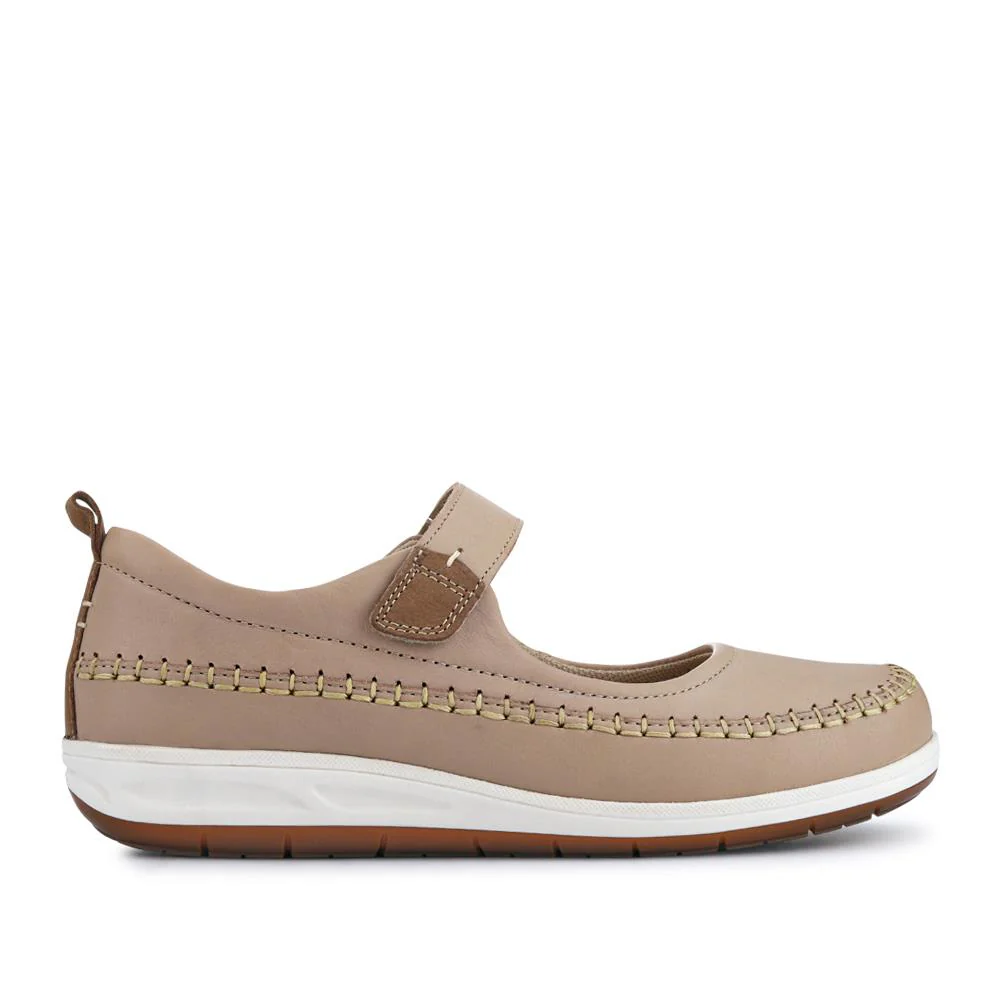 Wide-Fit Touch-Fasten Mary Janes - PARK41031 / 327 061 - Beige - Image 2