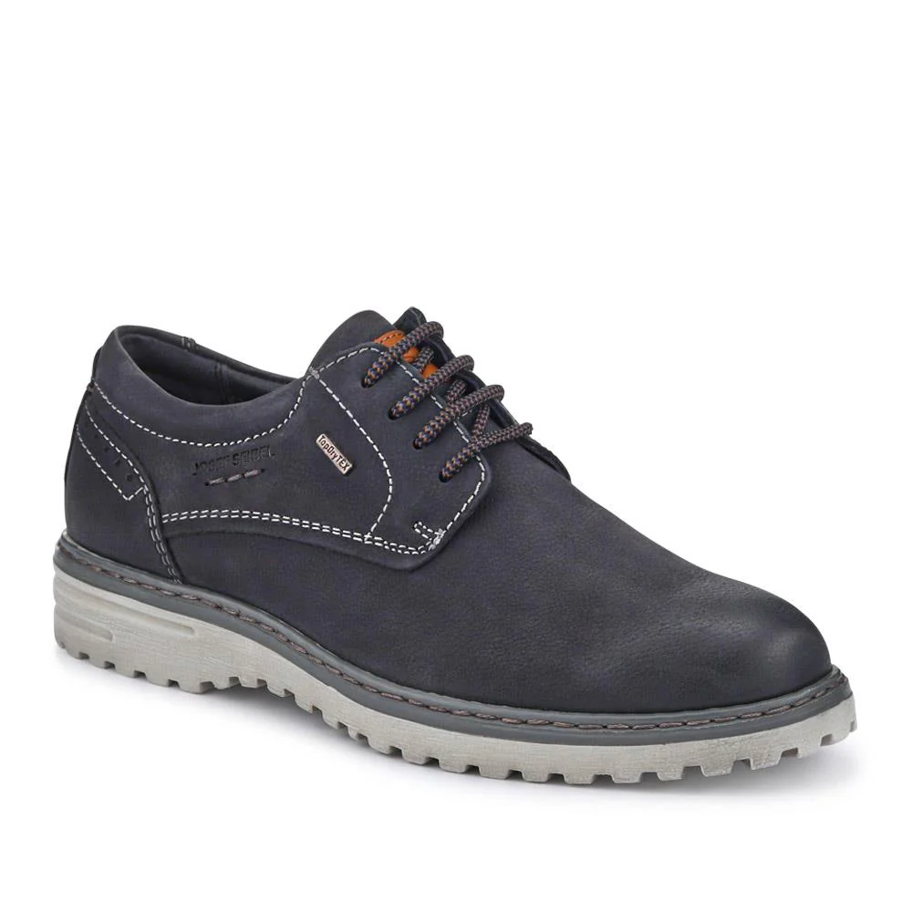 Wide-Fit Water-Resistant Leather Shoes - JOSEF41510 / 327 050 - Navy