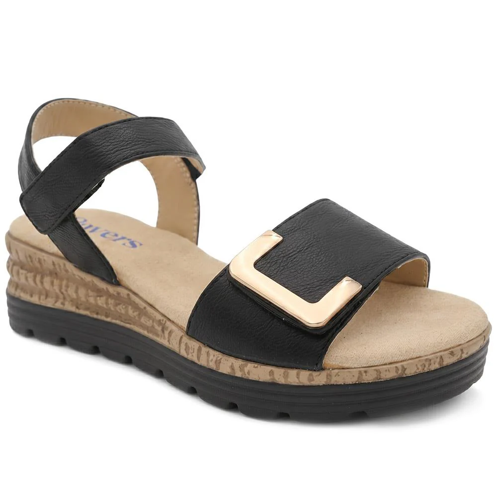 Wedge Heel Memory Foam Sandals - WBINS43016 / 329 031 - Black