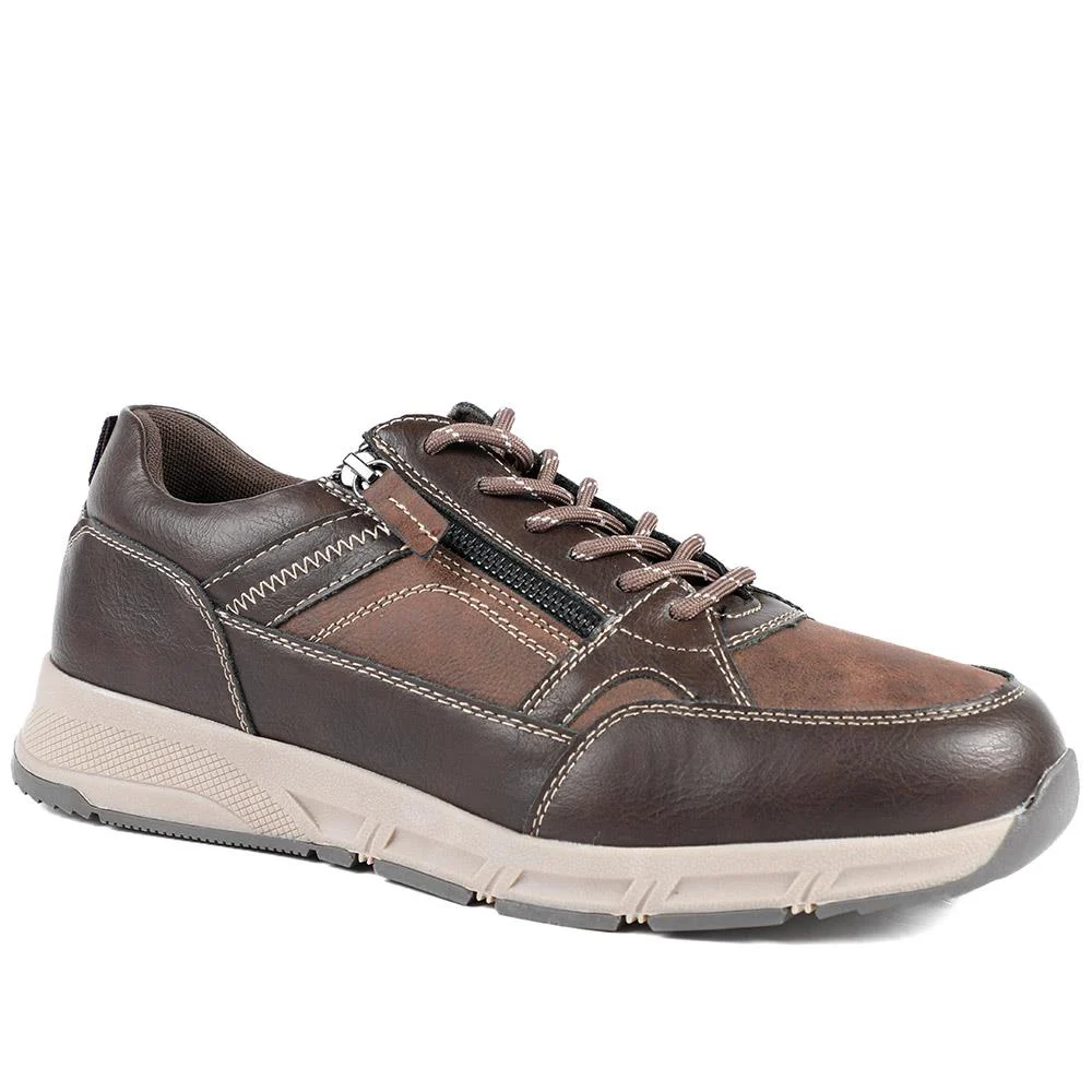 Wide Fit Zip & Lace Fasten Casual Trainers - WBINS42069 / 327 866 - Image 2