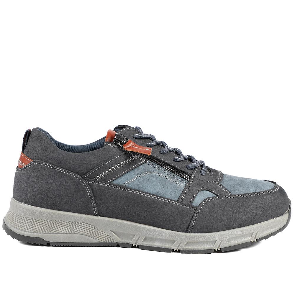 Wide Fit Zip & Lace Fasten Casual Trainers - WBINS42069 / 327 866 - Navy - Image 3
