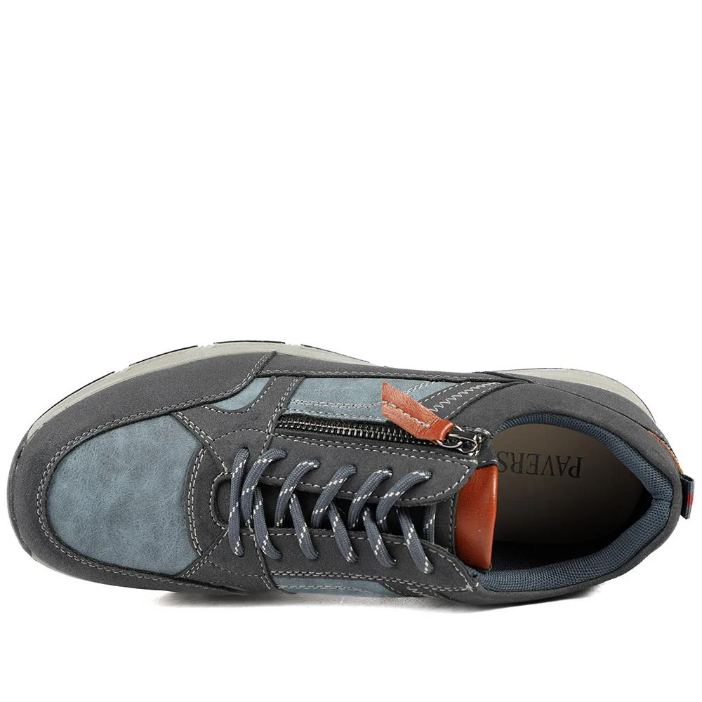 Wide Fit Zip & Lace Fasten Casual Trainers - WBINS42069 / 327 866 - Navy - Image 5