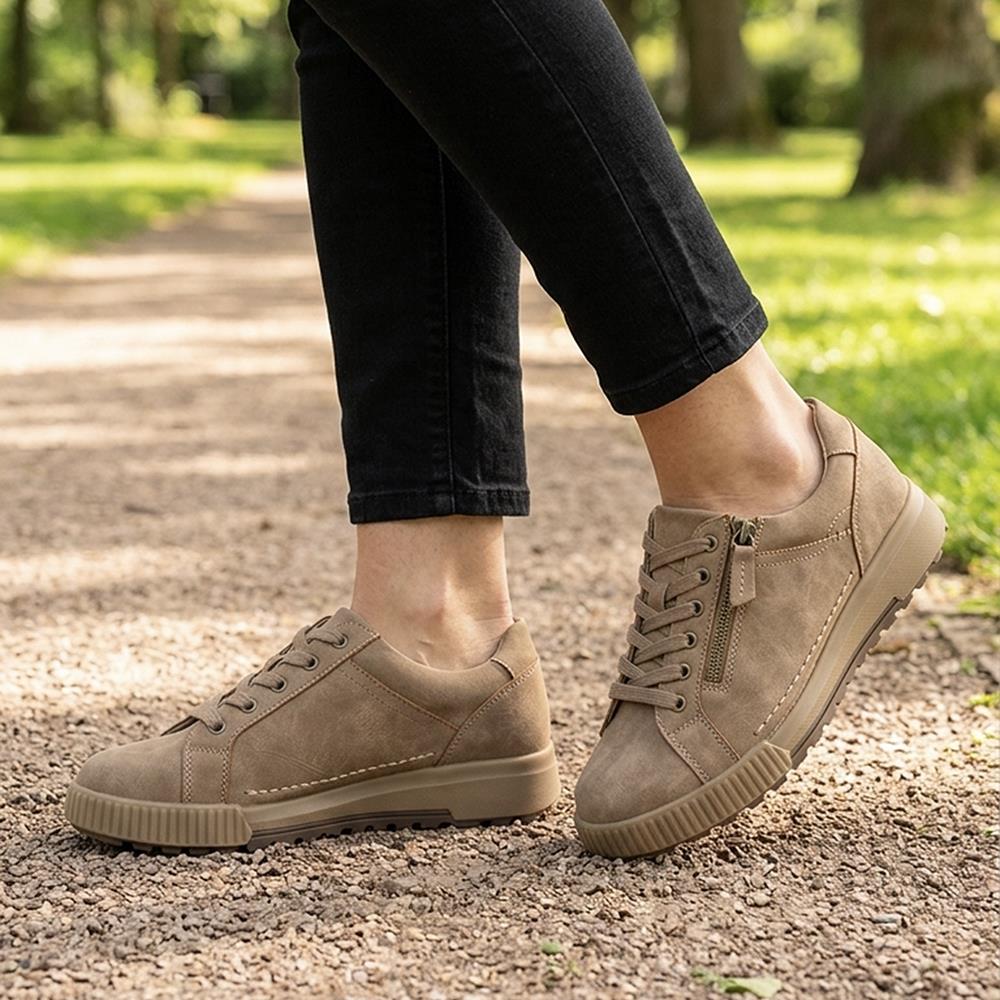 Wide Fit Zip & Lace Trainers - WBINS41019 / 326 929 - Taupe - Image 2