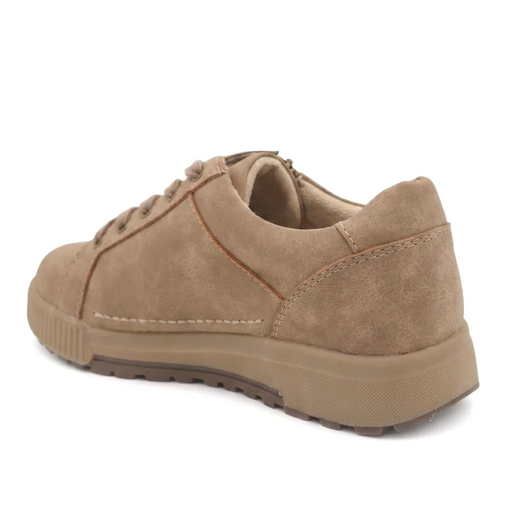 Wide Fit Zip & Lace Trainers - WBINS41019 / 326 929 - Taupe - Image 4