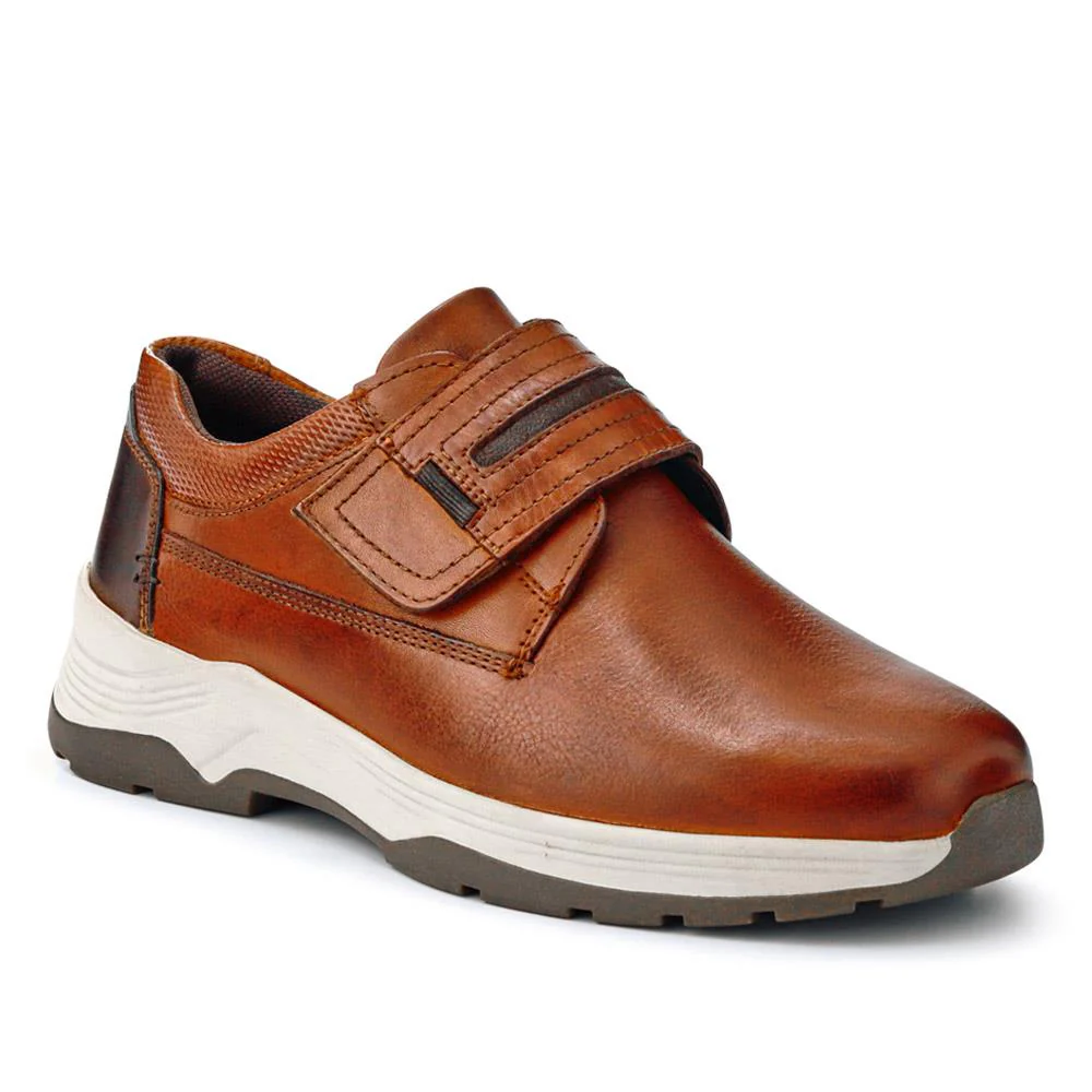 Wide-Fitting Casual Shoes - CALEB / 326 960 - Cognac
