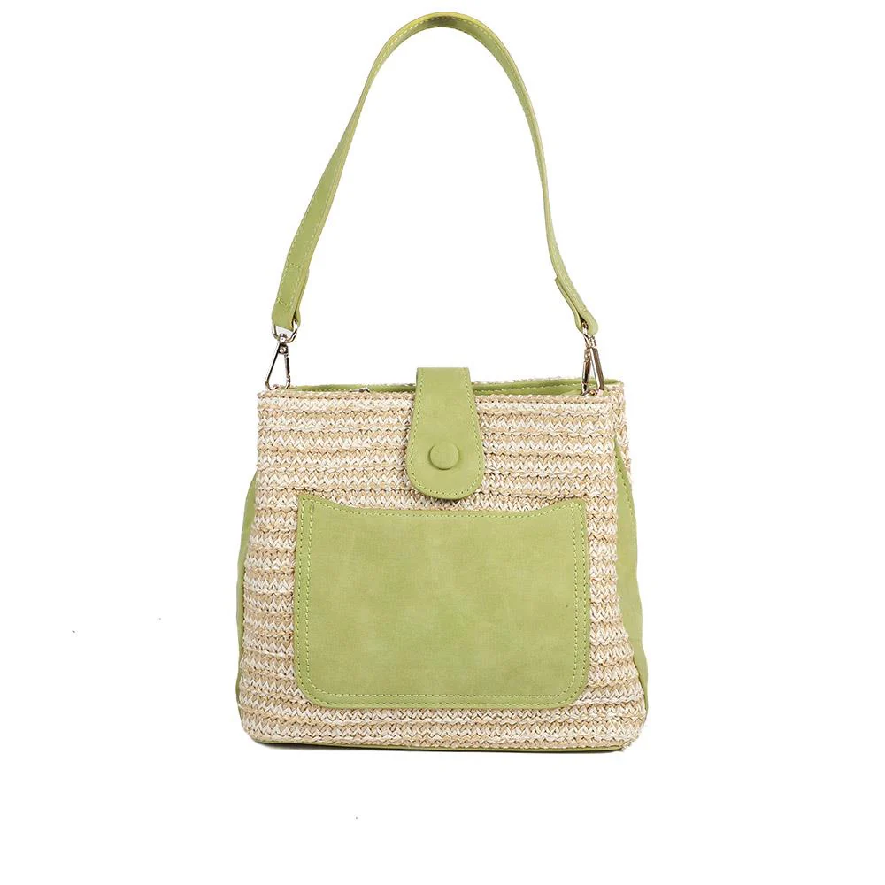 Woven Shoulder Bag with Faux Leather Trim - RIM43000 / 329 297 - Image 2