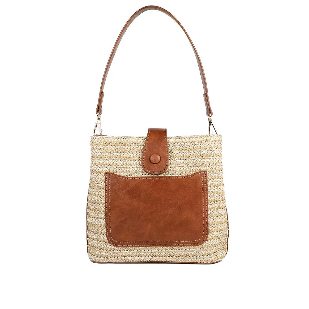 Woven Shoulder Bag with Faux Leather Trim - RIM43000 / 329 297 - Image 3