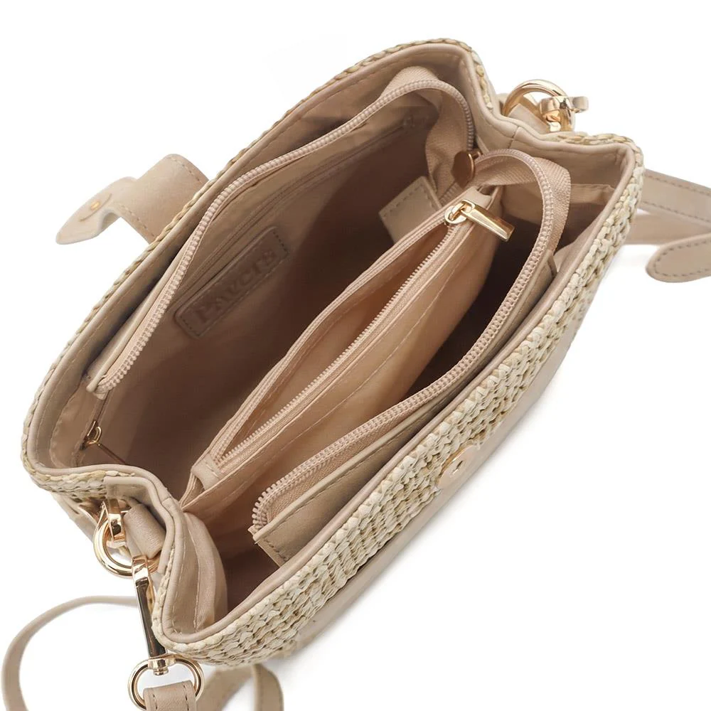 Woven Shoulder Bag with Faux Leather Trim - RIM43000 / 329 297 - Beige - Image 5