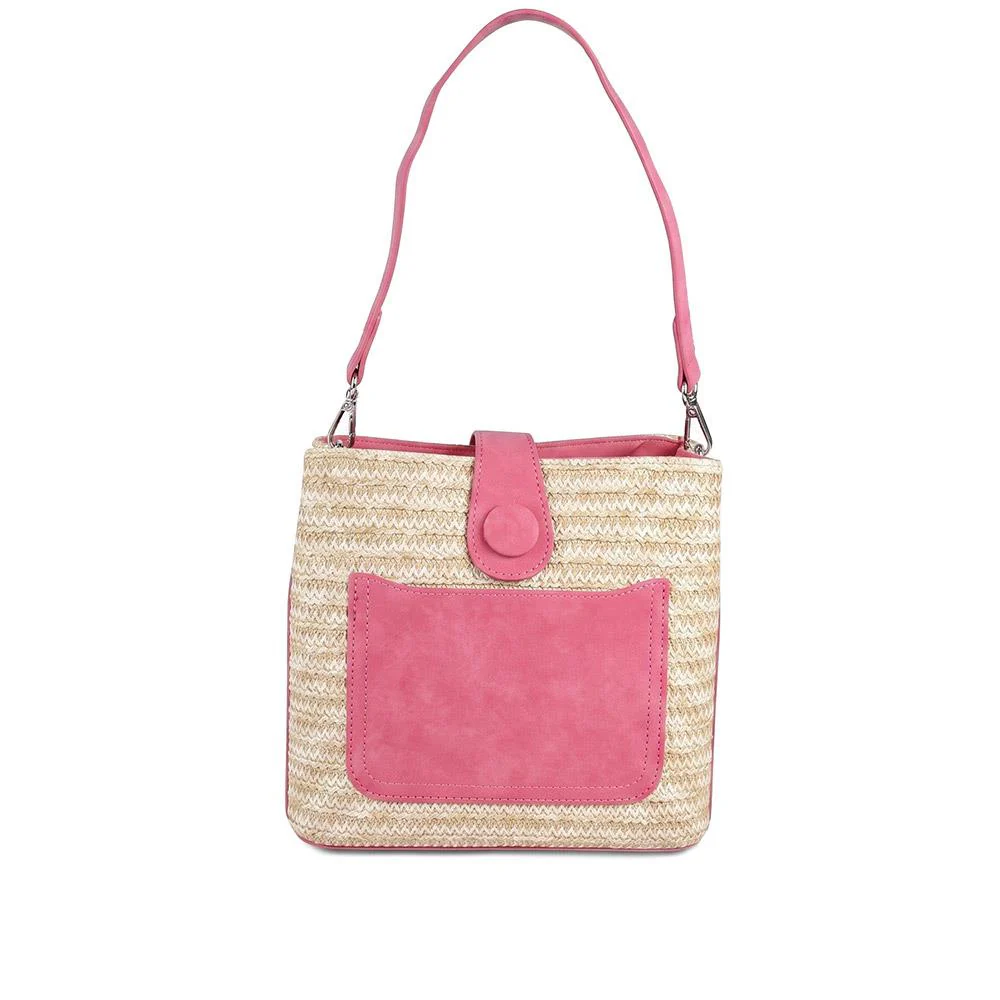 Woven Shoulder Bag with Faux Leather Trim - RIM43000 / 329 297