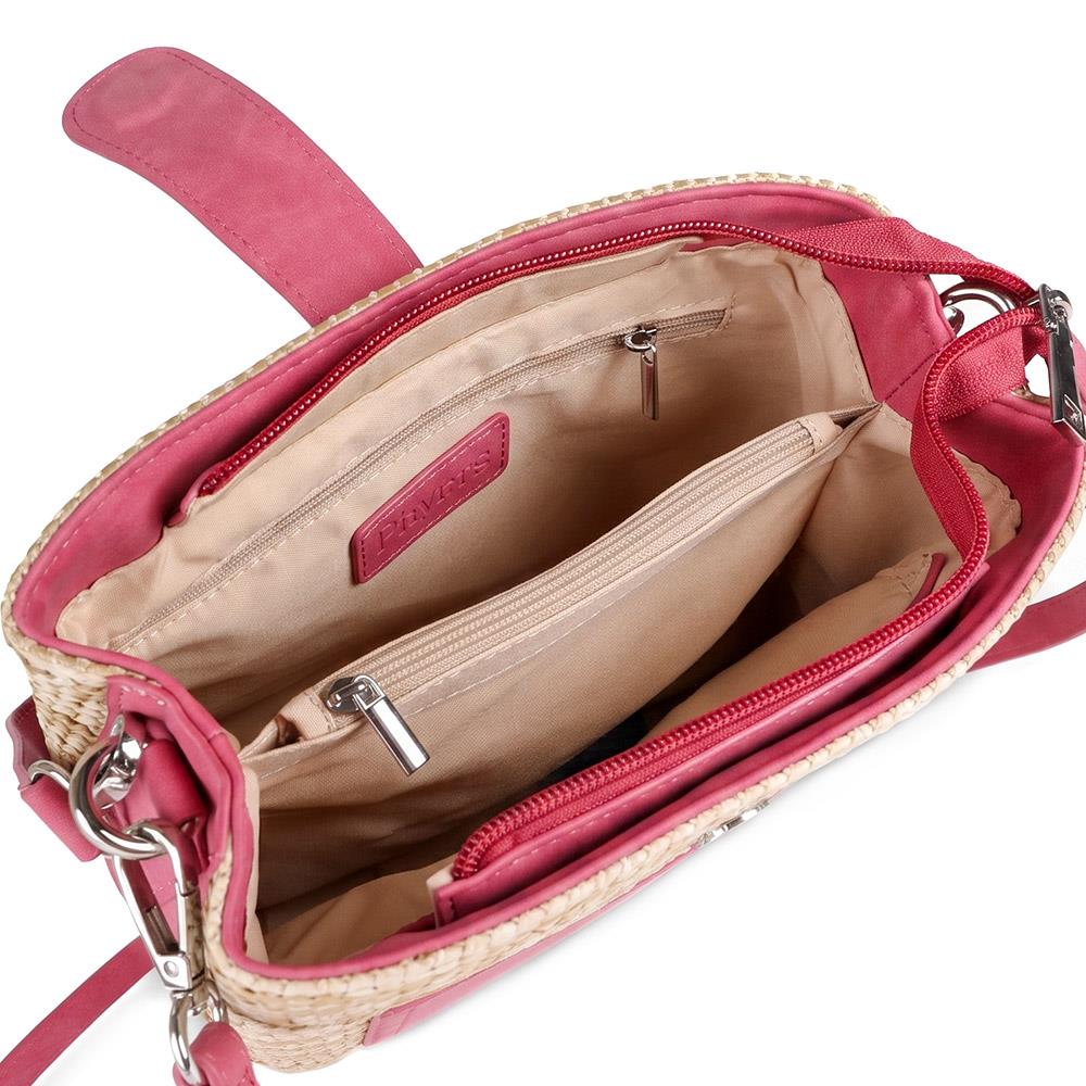 Woven Shoulder Bag with Faux Leather Trim - RIM43000 / 329 297 - Pink - Image 5