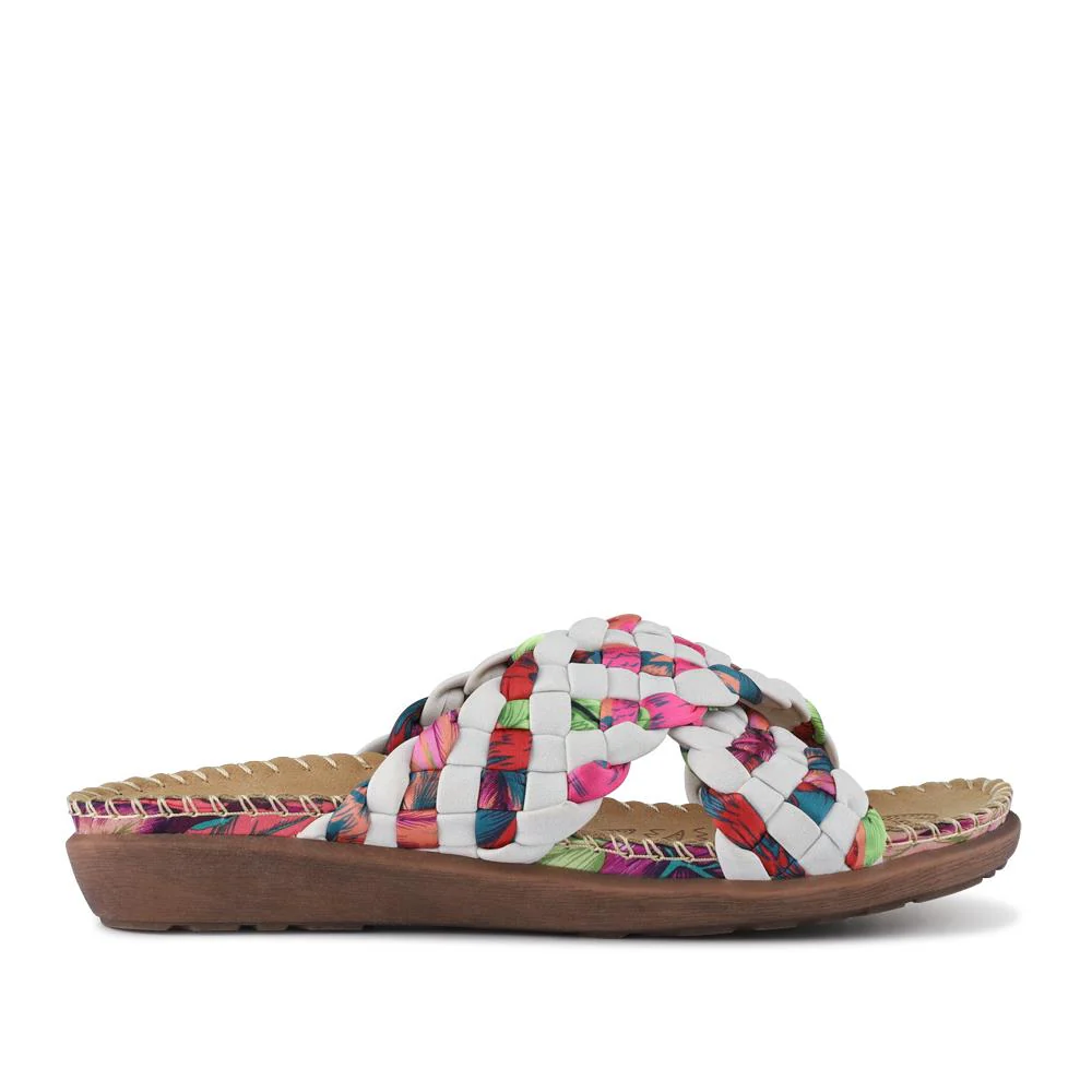 Woven Upper Mule Sandals - BAIZH41042 / 327 274 - White Multi - Image 2