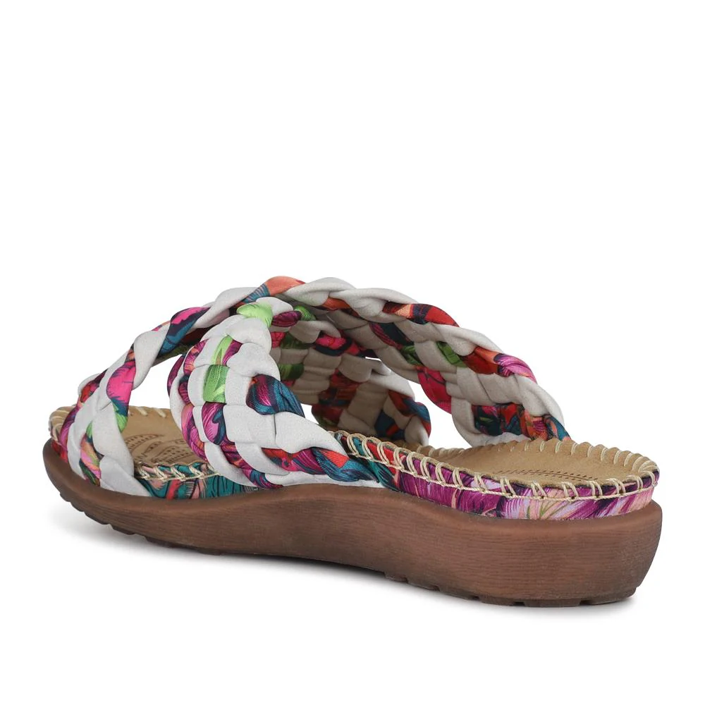 Woven Upper Mule Sandals - BAIZH41042 / 327 274 - White Multi - Image 3