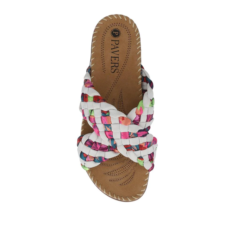 Woven Upper Mule Sandals - BAIZH41042 / 327 274 - White Multi - Image 4