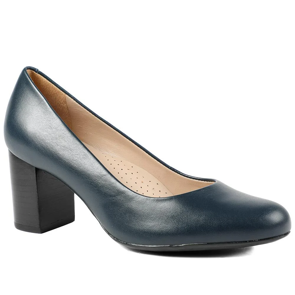 Xantara Leather Block Heel Court Shoes - XANTARA / 329 422 - Image 2