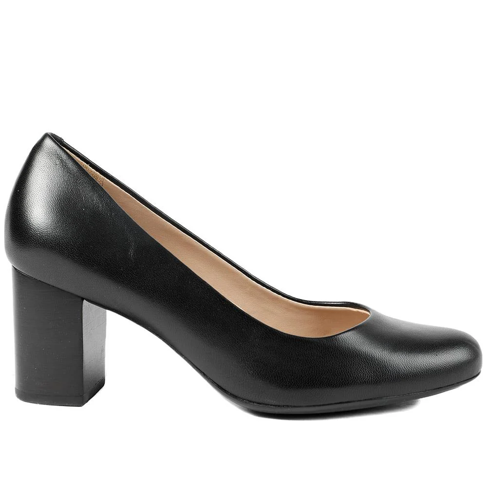 Xantara Leather Block Heel Court Shoes - XANTARA / 329 422 - Black Leather - Image 2