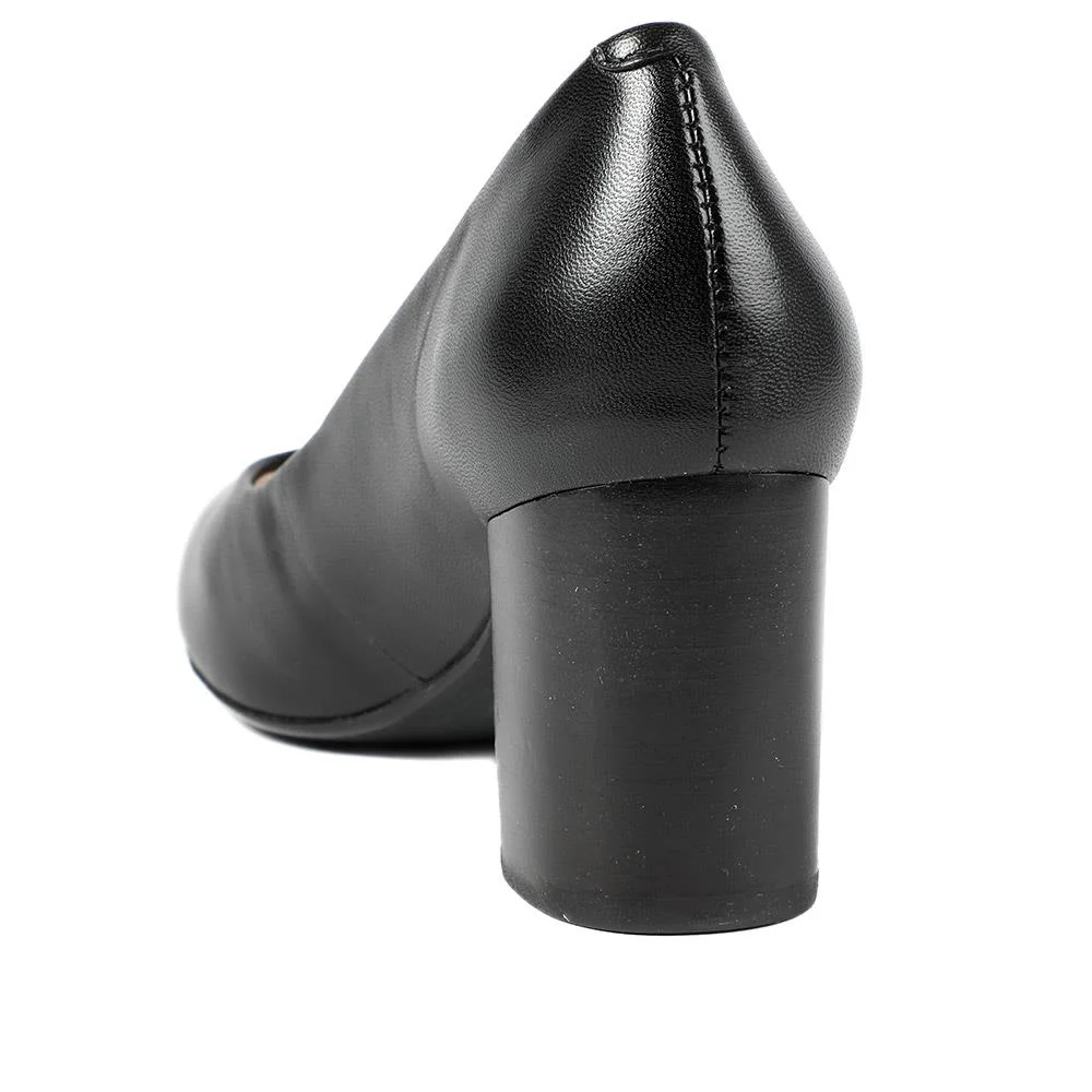 Xantara Leather Block Heel Court Shoes - XANTARA / 329 422 - Black Leather - Image 3