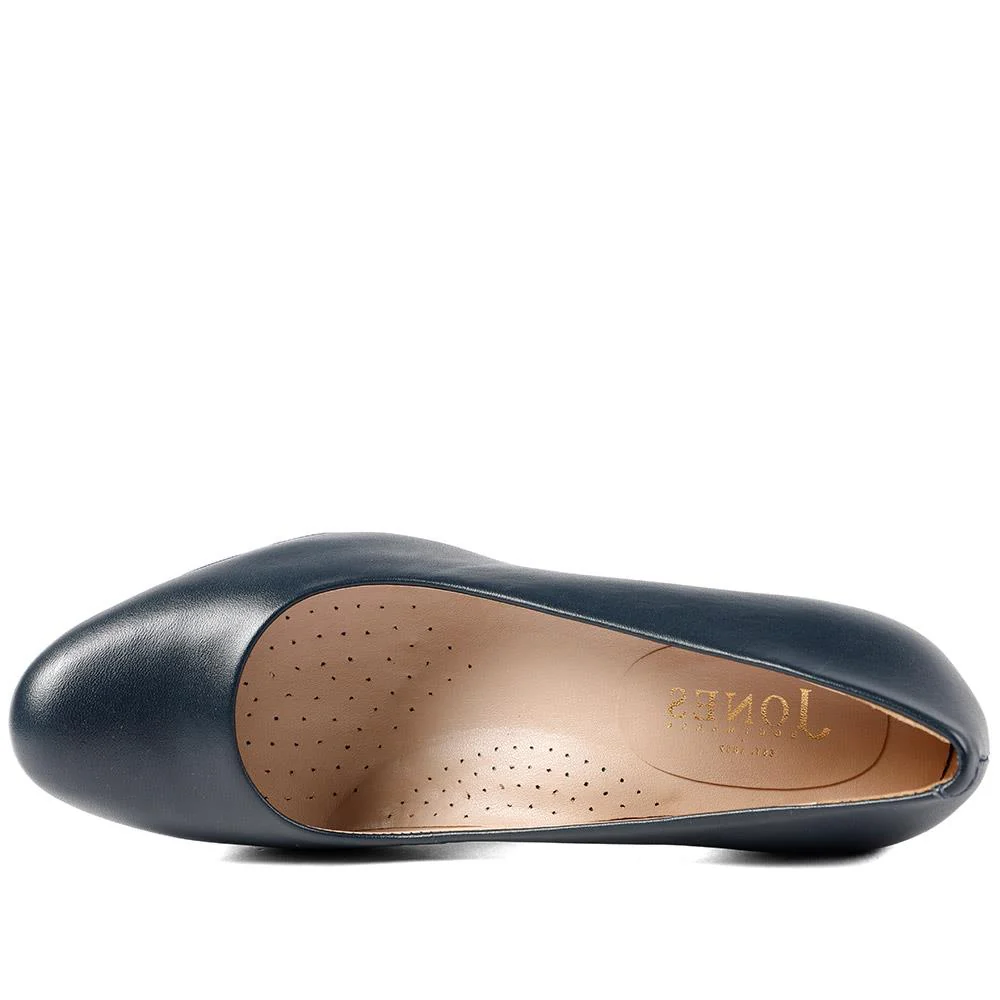 Xantara Leather Block Heel Court Shoes - XANTARA / 329 422 - Navy Leather - Image 4
