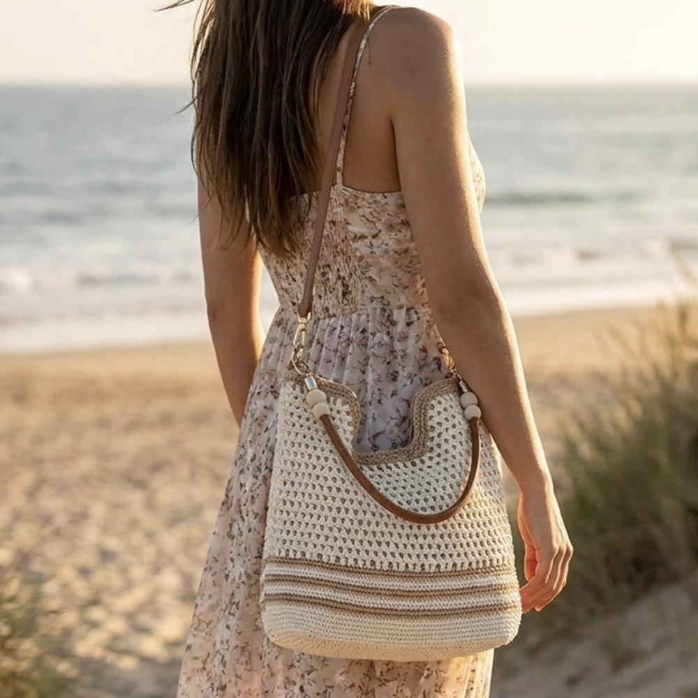 XTI Clip Close Knitted Handbag - XTI44003 / 330 467 - Camel - Image 2