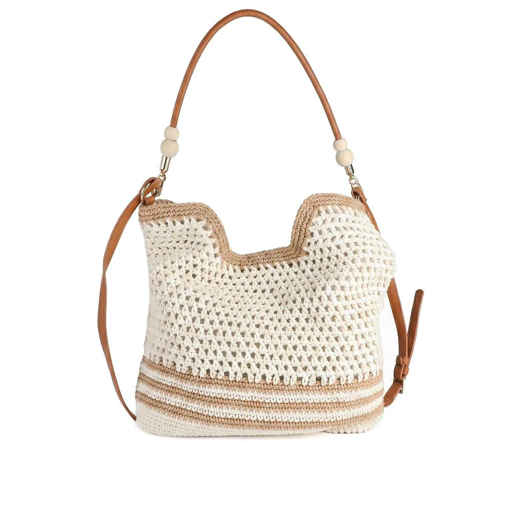 XTI Clip Close Knitted Handbag - XTI44003 / 330 467 - Camel - Image 3