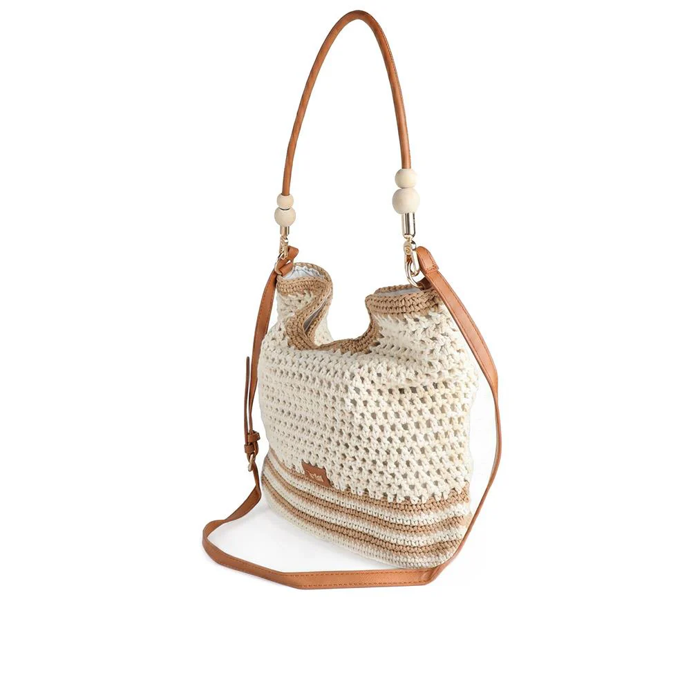 XTI Clip Close Knitted Handbag - XTI44003 / 330 467 - Camel - Image 4