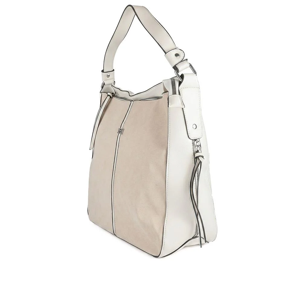 XTI Zip Close Shoulder Bag - XTI44000 / 330 464 - Beige - Image 4