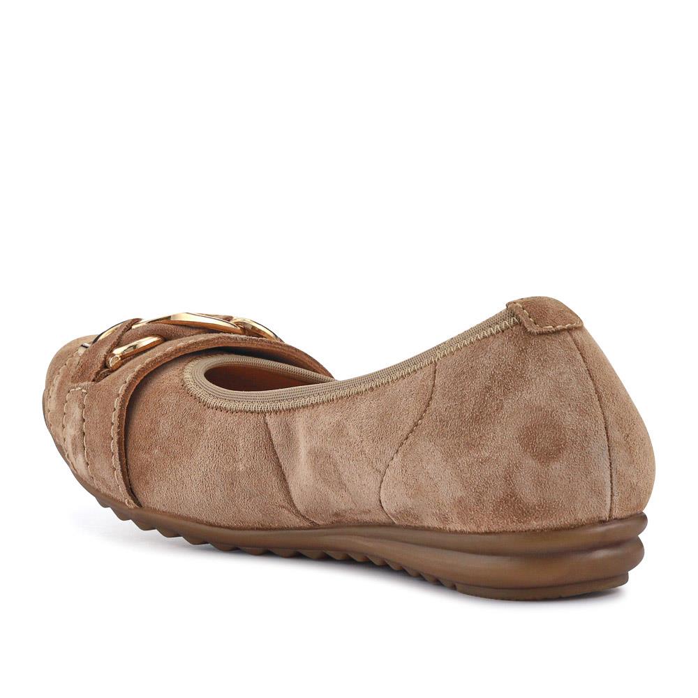 Yvette Leather Wide-Fit Ballet Pumps - YVETTE / 326 959 - Beige Suede - Image 3