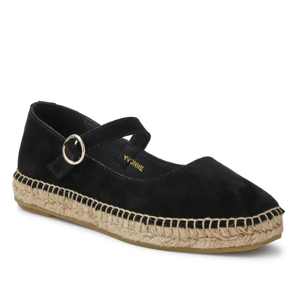 Yvonne Leather Mary Jane Espadrilles - YVONNE / 327 518 - Black