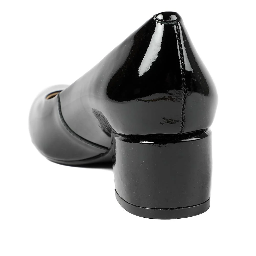 Zakynthos Leather Block Heel Court Shoes - ZAKYNTHOS / 329 423 - Black Patent - Image 3