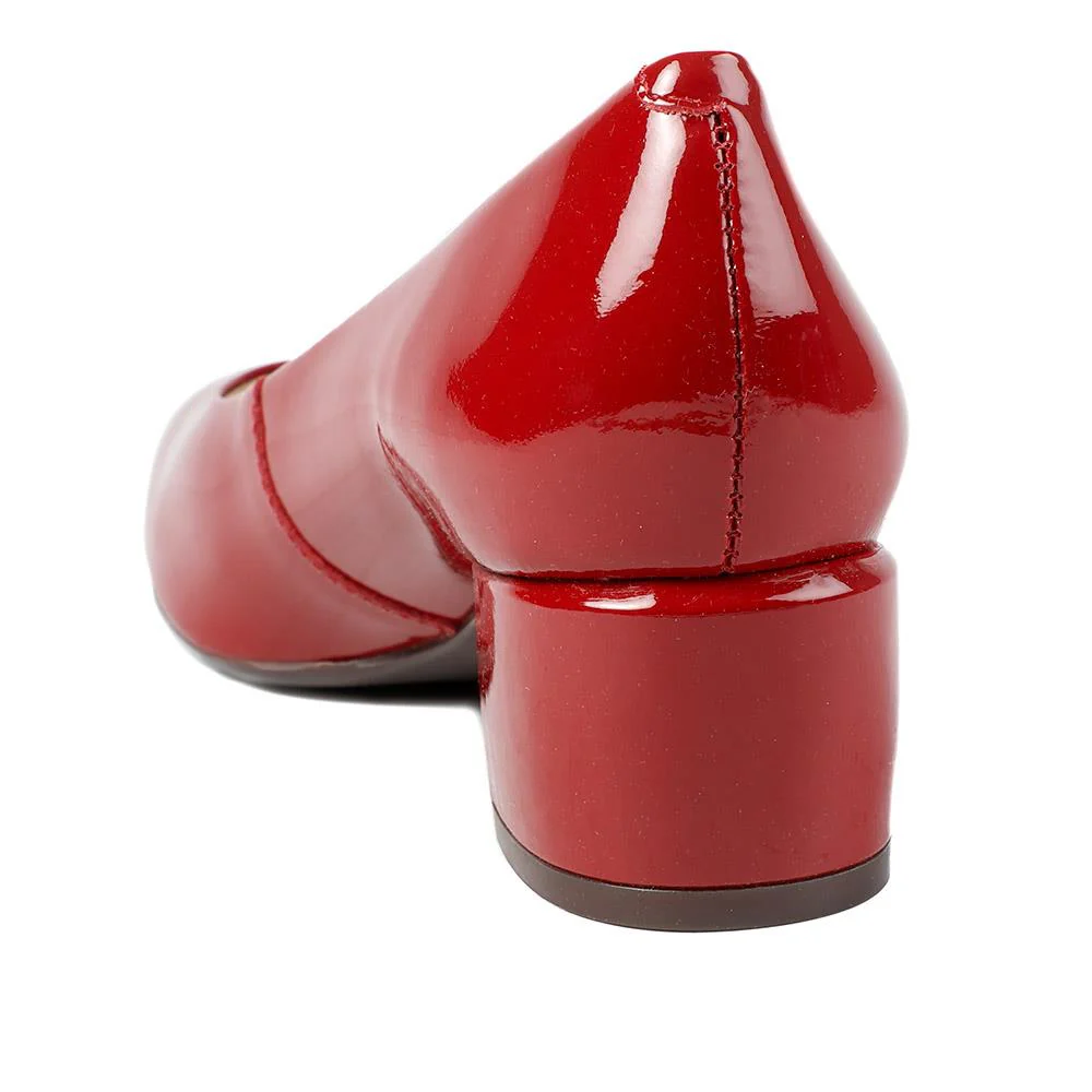 Zakynthos Leather Block Heel Court Shoes - ZAKYNTHOS / 329 423 - Red Patent - Image 3