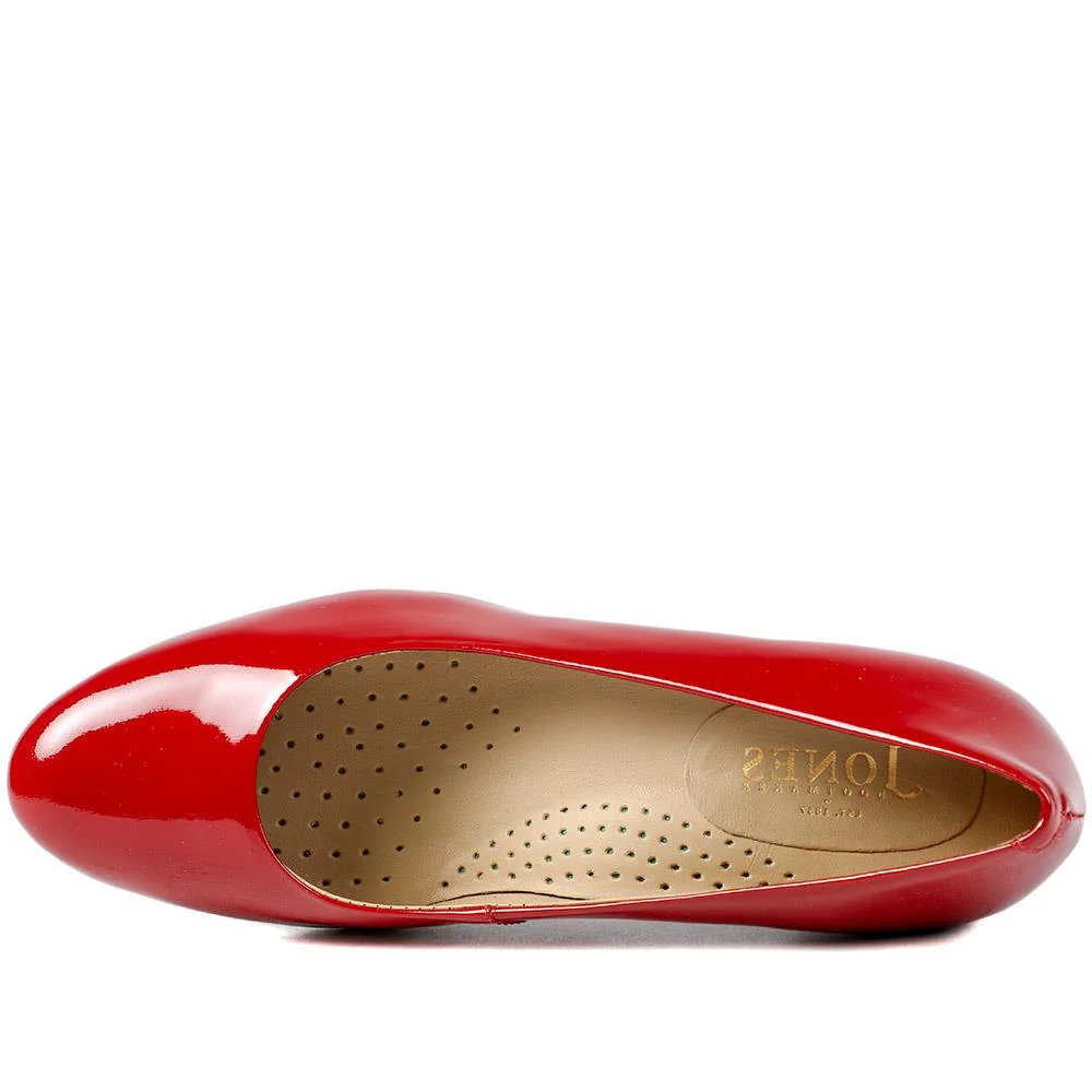 Zakynthos Leather Block Heel Court Shoes - ZAKYNTHOS / 329 423 - Red Patent - Image 4