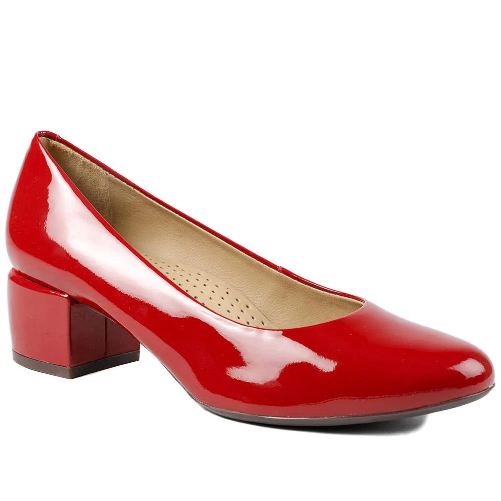 Zakynthos Leather Block Heel Court Shoes - ZAKYNTHOS / 329 423