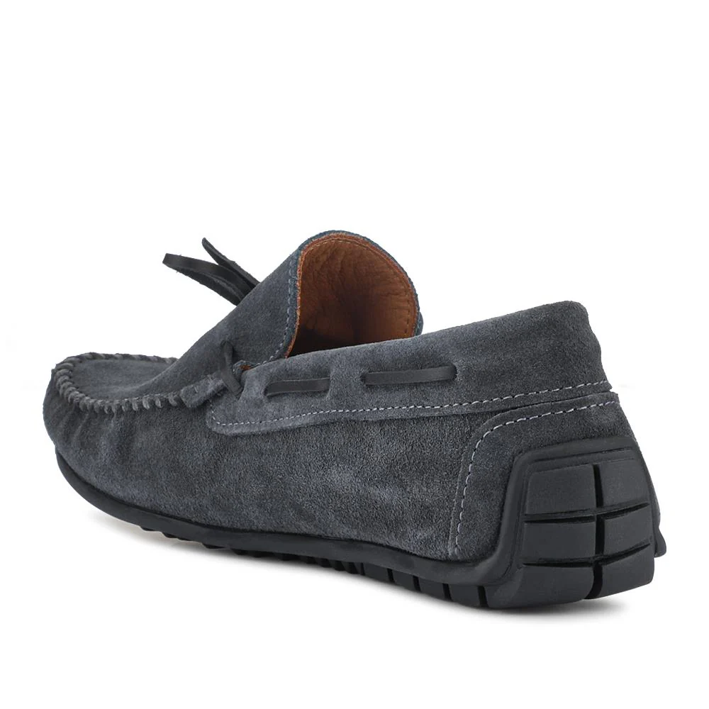 Zeke Leather Full Slippers - ZEKE / 328 015 - Charcoal - Image 3