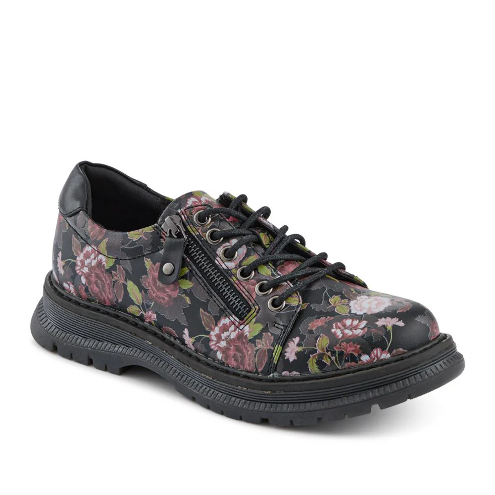 Zip & Lace Casual Daily Shoes - SHINN42003 / 328 400 - Black Rose Floral