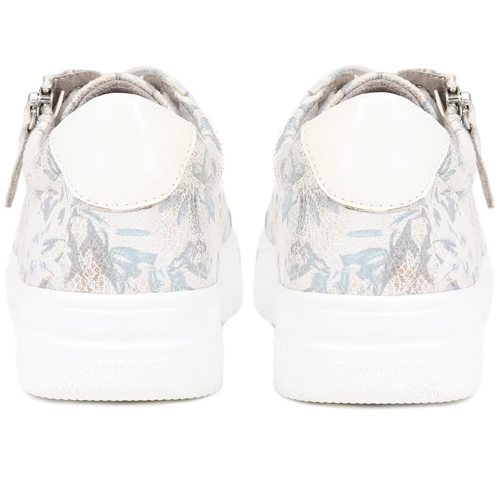 Zip Up Chunky Platform Trainers - WBINS35156 / 321 796 - White Floral - Image 3