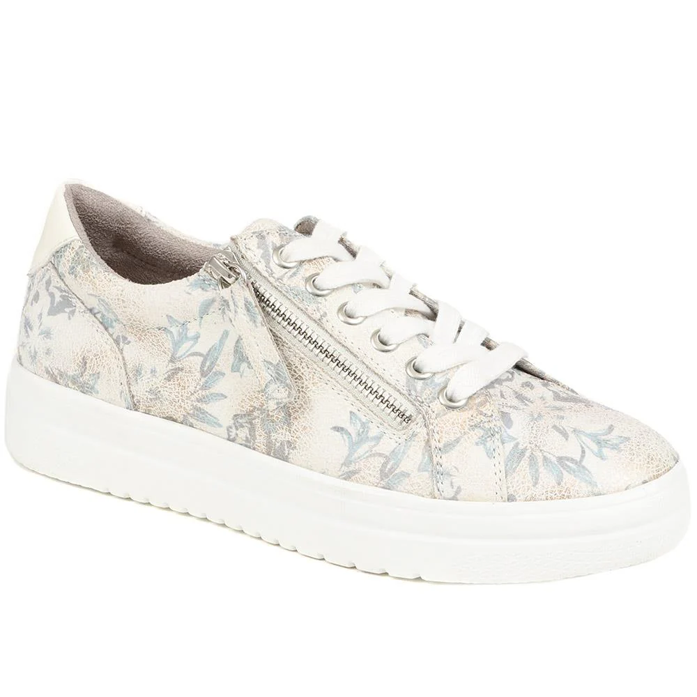 Zip Up Chunky Platform Trainers - WBINS35156 / 321 796 - White Floral