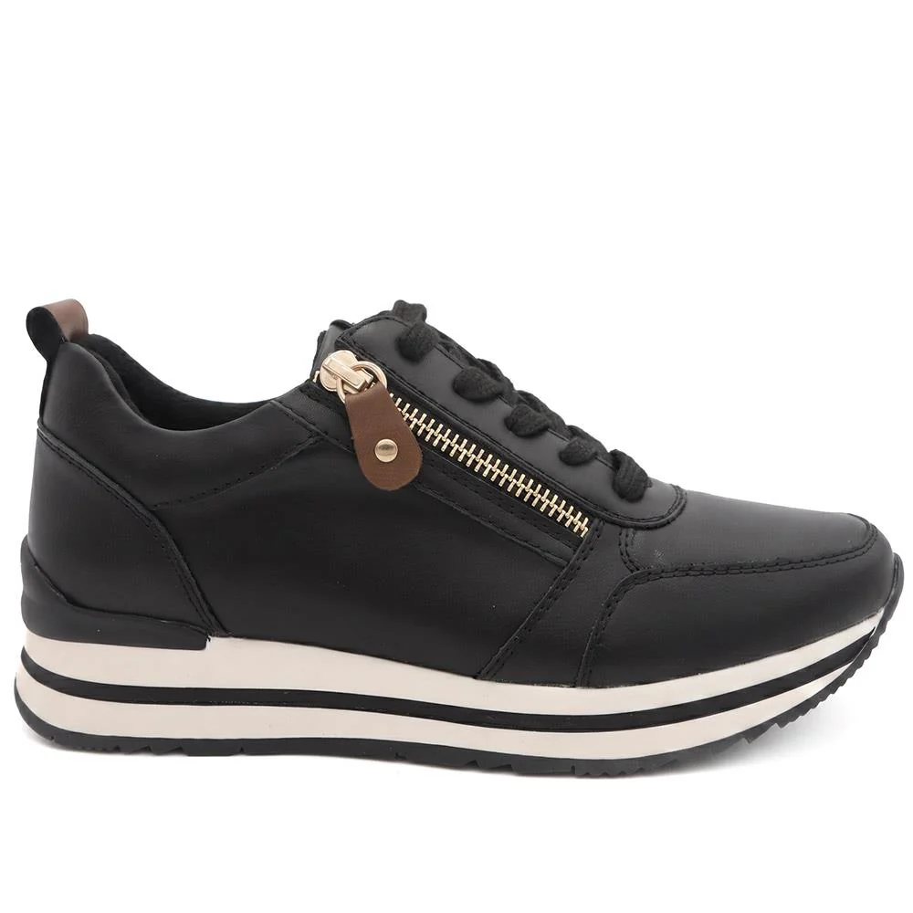 Zip-Up Laced Trainers - WBINS39070 / 325 159 - Black - Image 2