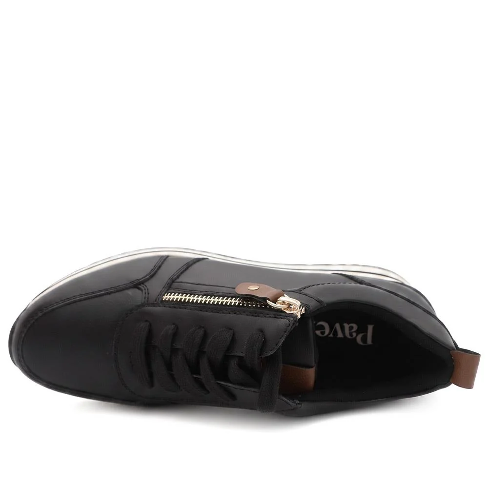 Zip-Up Laced Trainers - WBINS39070 / 325 159 - Black - Image 4
