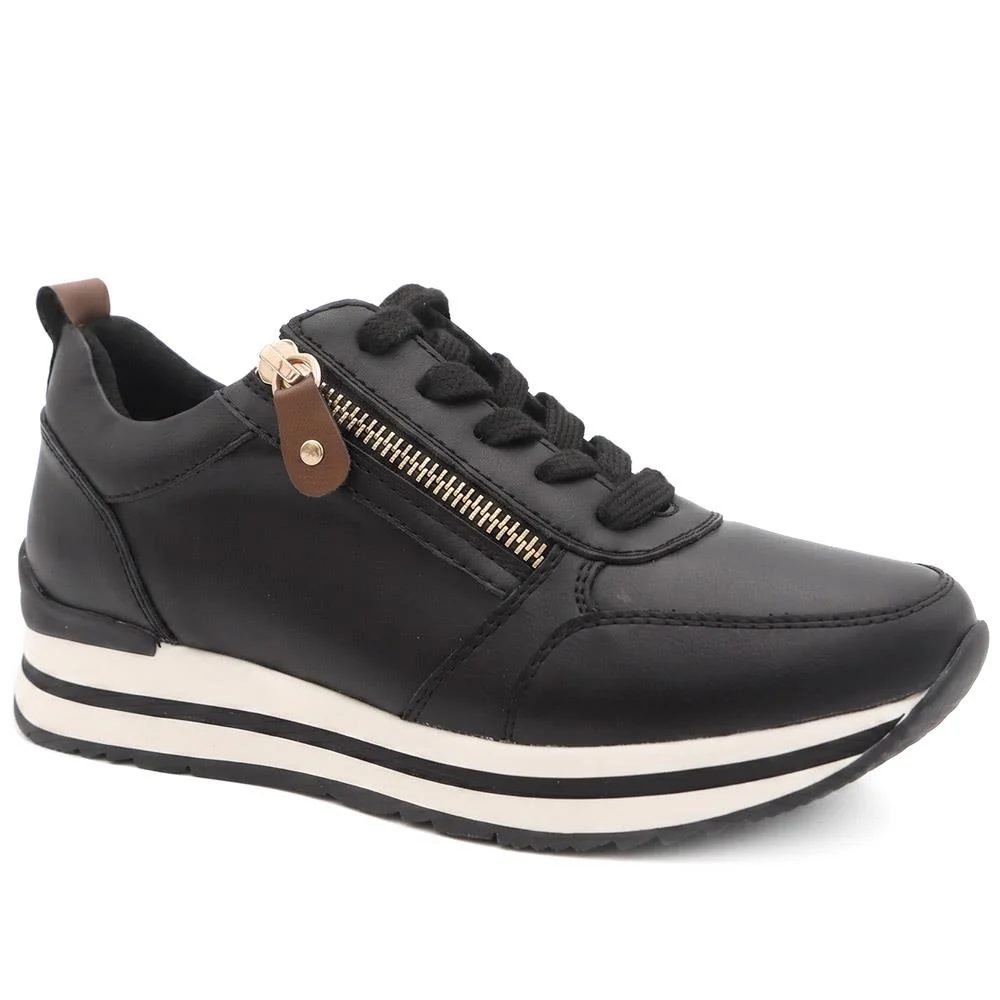 Zip-Up Laced Trainers - WBINS39070 / 325 159 - Black