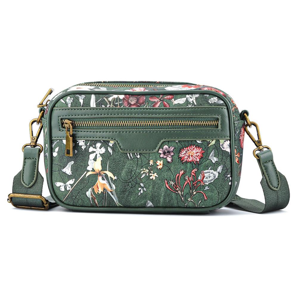 Zip Up Shoulder Bag - RIM38003 / 324 471 - Green Floral