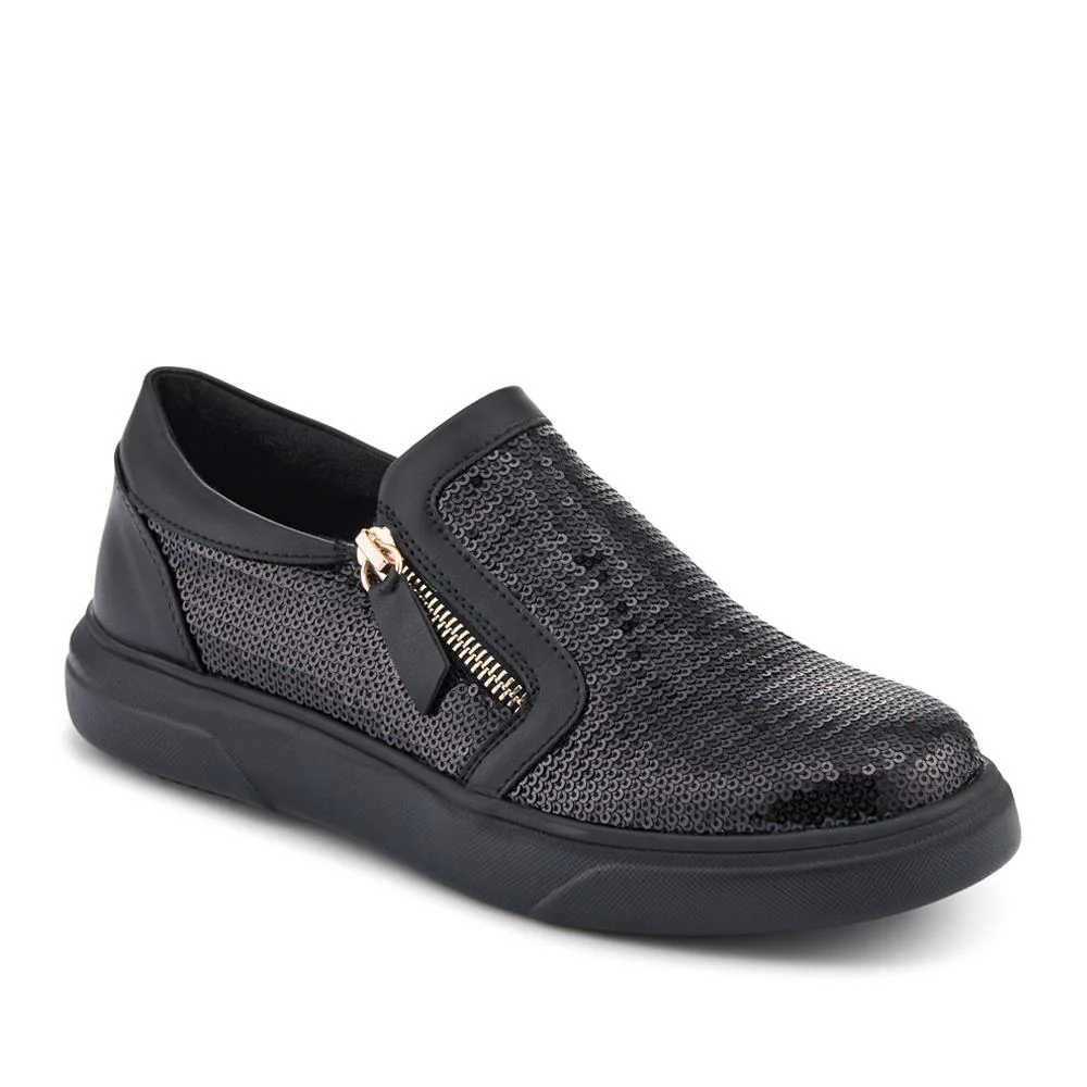 Zip-Up Slip-On Shoes - WBINS42044 / 328 062 - Black Sparkle